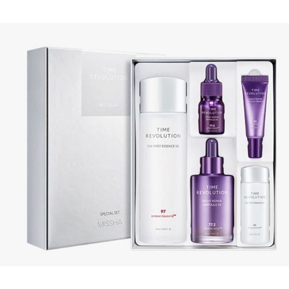 MISSHA Time Revolution Bestseller 2-piece Special Set 5X (The First Essence 150ml + Night Repair Ampoule 50ml) _ Made in Korea